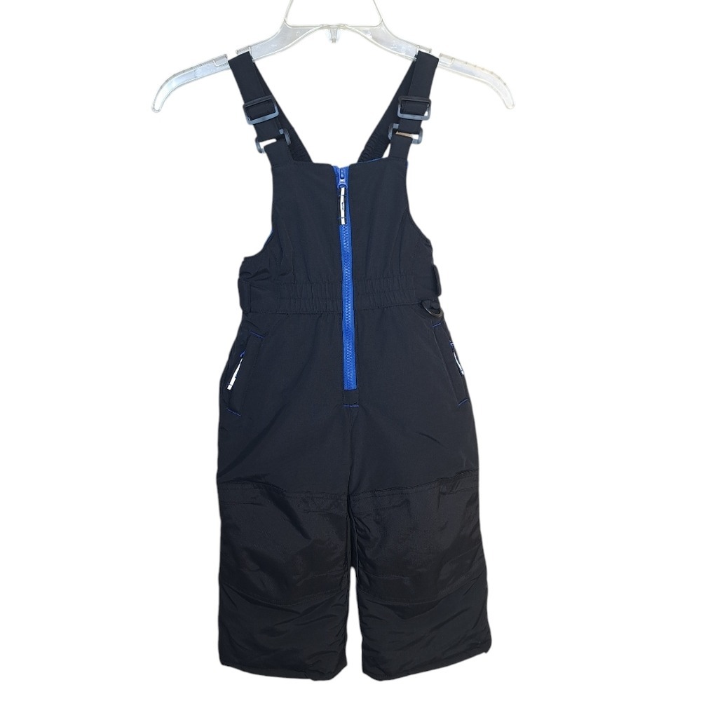 Kids Snow Bib Overalls Insulated Winter Pants Black & Blue‎ 2T